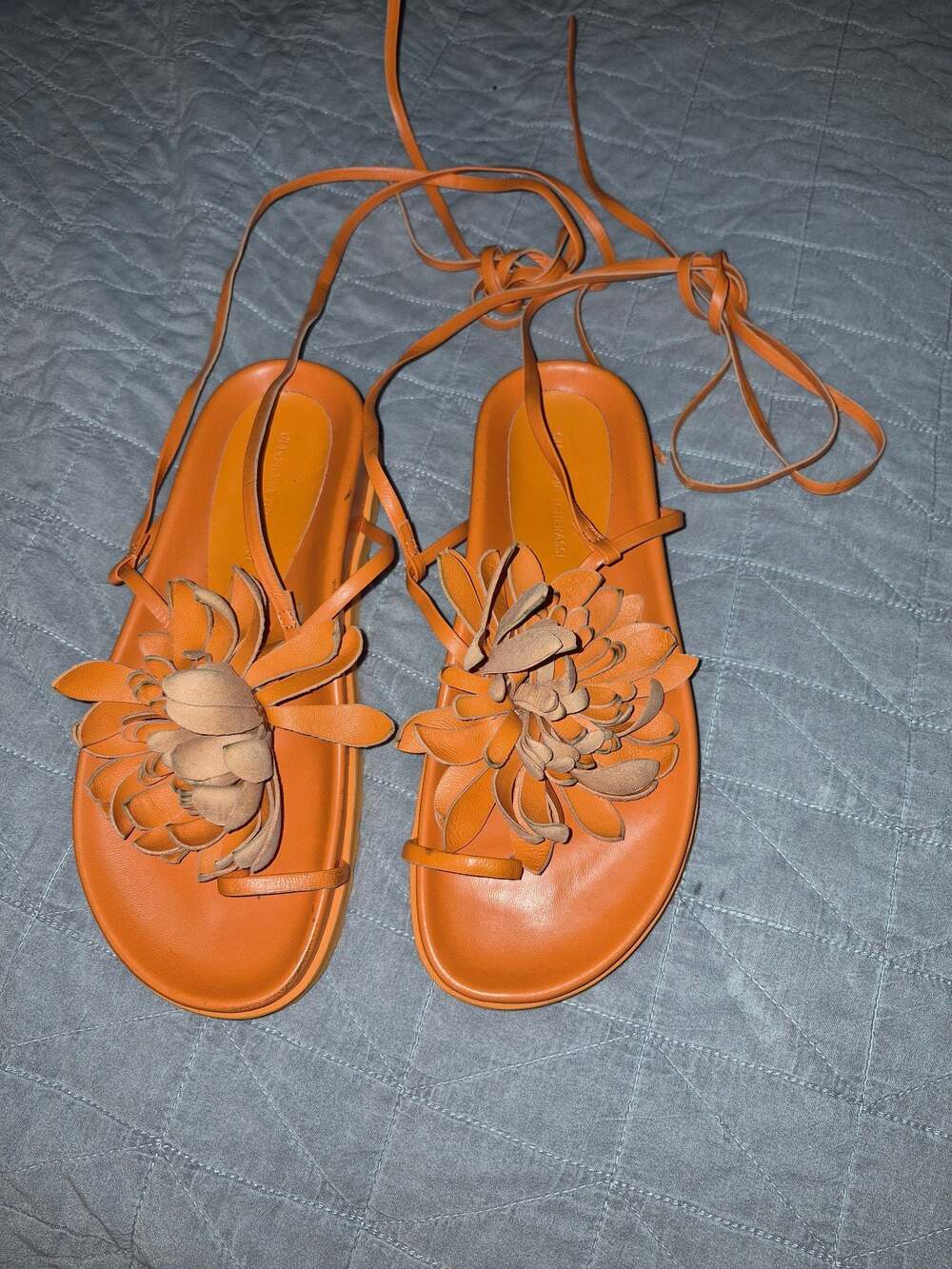 Silvia Tcherassi Idania Floral-Appliqué Leather Sandals